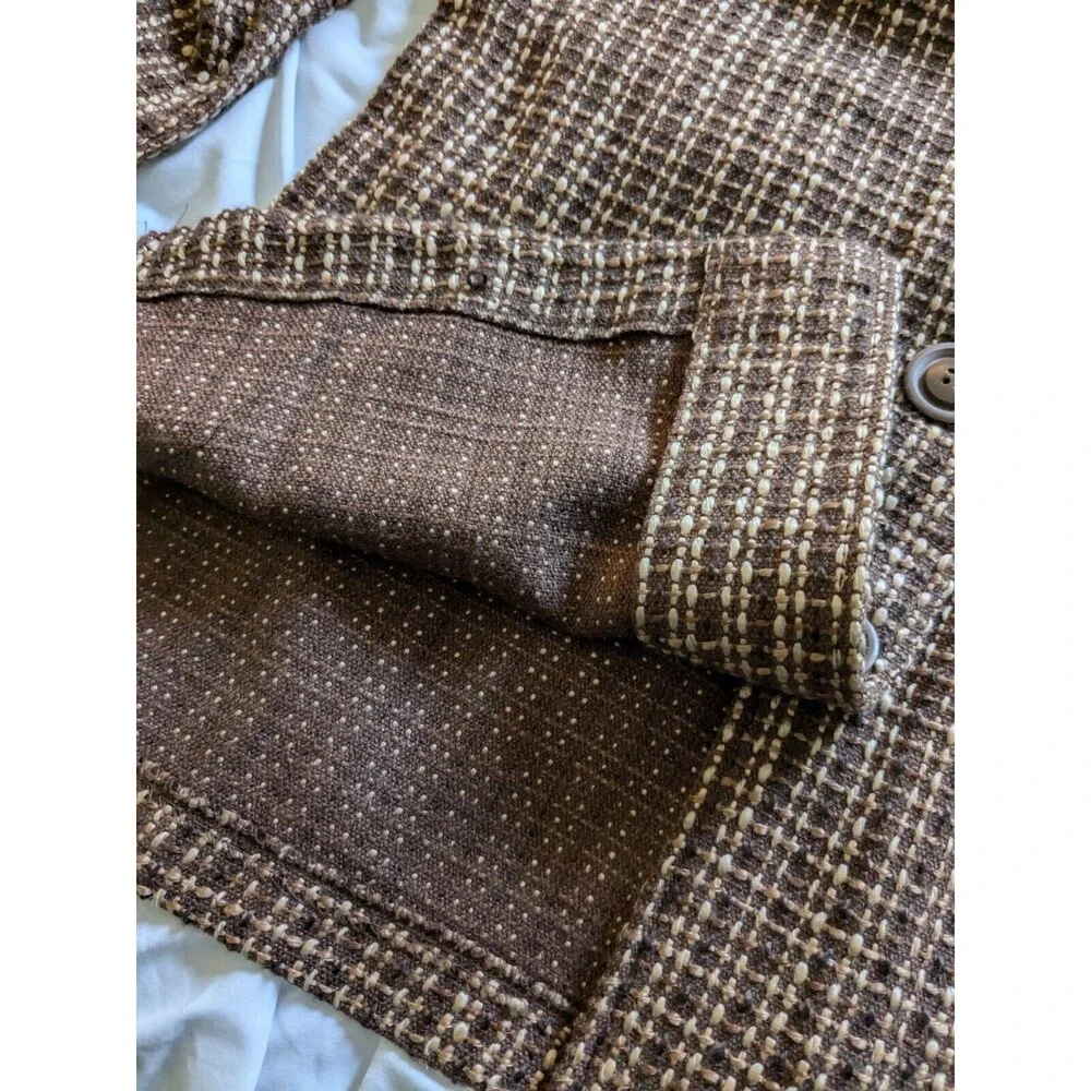 Joanna Tweed Blazer Women's M Vtg Plaid Woven Jacket Button 80s Dark Academia